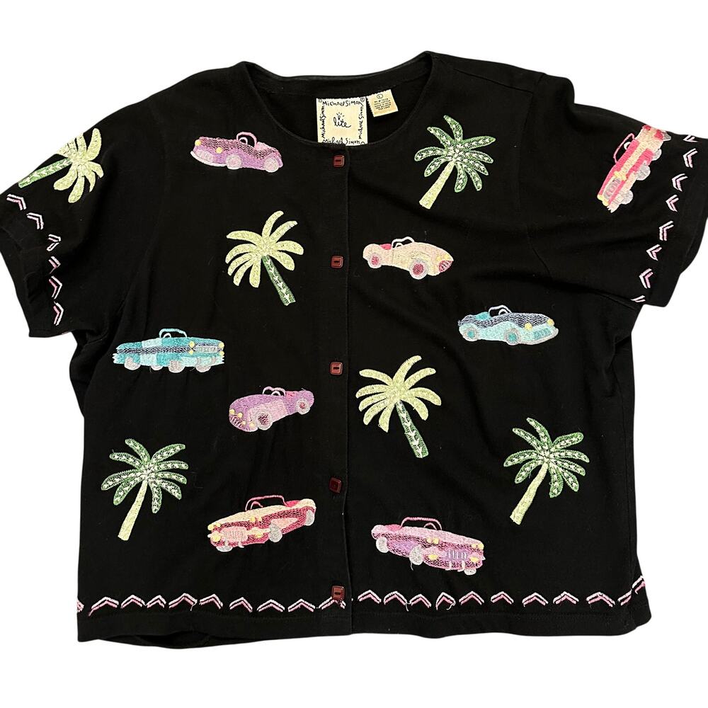 Michael Simon Lite Large Button Front Black Short… - image 1